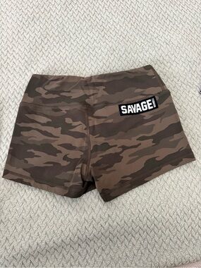 Savage Barbell Brown Camo Athletic Bike Shorts